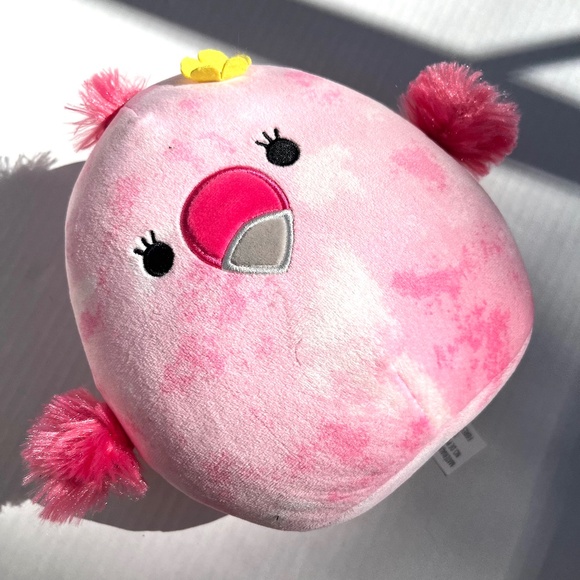 Squishmallows Cookie The Pink Flamingo Plush Flower Pillow Tie Dye Kellytoy 7" - Picture 1 of 9